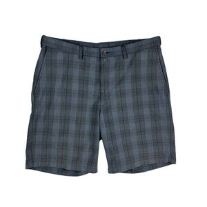 Haggar WPL 386 Stretch Waist Tech Shorts  Men's 36  Charcoal Plaid  Golf Travel